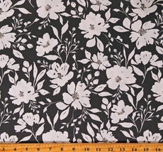 Cotton Floral Light Cream Flowers on Gray Evermore Fabric Print by Yard D139.06 - $15.95