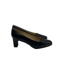 Etienne Aigner Strada Black Leather Toe Cap Patent Pumps Heels Womens Si... - $39.59