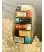 Navajo ring size 10.75 Loloma style cobblestone turquoise Coral  Onyx MO... - £255.43 GBP