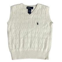 Boy’s White Cable Knit V-Neck 100% Cotton Sweater Vest Polo Ralph Lauren... - £11.16 GBP