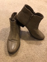 UNISA Ungale Brown Taupe leather Ankle Zip Boots Block Heels Shoe Womens Sz 7 - £18.33 GBP