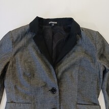 Express RN#55285 Women's Gray Cotton Blend 2-Button Blazer Jacket Size 4 image 14