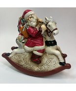 Vintage Santa On A Rocking Horse Ceramic Music Box Holiday Christmas Dec... - $16.78