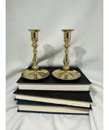 Set of 2 Vintage Polished Brass Saucer Bowl Base Candlestick Holders Pair - $426.52 MXN