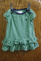Ralph Lauren Green Striped Dress - size Girls 6 Months - £7.05 GBP