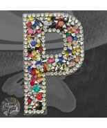 Letter P Multicolor Rhinestone Iron On Patch Applique Embellishment - $4.00