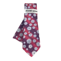 Stacy Adams Men&#39;s Tie &amp; Hanky Set Red Burgundy Silver Charcoal Pink Floral 3.25&quot; - £15.97 GBP