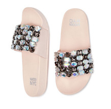 Embellished Madden NYC Slide Sandals - Women Size 7 - Lighter Pink Ting - £13.22 GBP