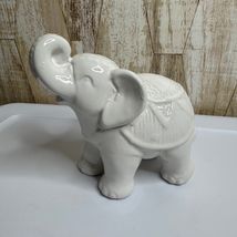 Vintage White Ceramic Elephant Figurine Decor Sculpture - $15.00