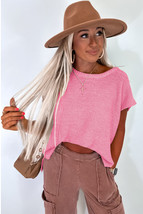 Sachet Pink Solid Color Sweater Tee with Side Slits - $275.59 MXN