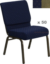 Quantity Of 50 -21&#39;&#39; Wide Stacking Blue Gold Dot Church Chairs 4” Seat 800 Lb Wt - £3,515.71 GBP+