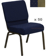 Quantity Of 50 -21&#39;&#39; Wide Stacking Blue Gold Dot Church Chairs 4” Seat 8... - £3,460.38 GBP+