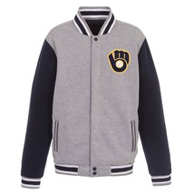New Mens Brewers 2-tone Reversible Fleece Jacket Baseball Milwaukee - Gr... - $89.90