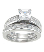 1.5 CT Princess Cut Wedding Band Engagement Ring Set Bridal Silver Size 5-9 - €52,34 EUR