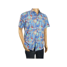 Men's Sports Shirt by MIZUMI Medallion Printed Soft Feel Short Sleeves M646 Blue image 13