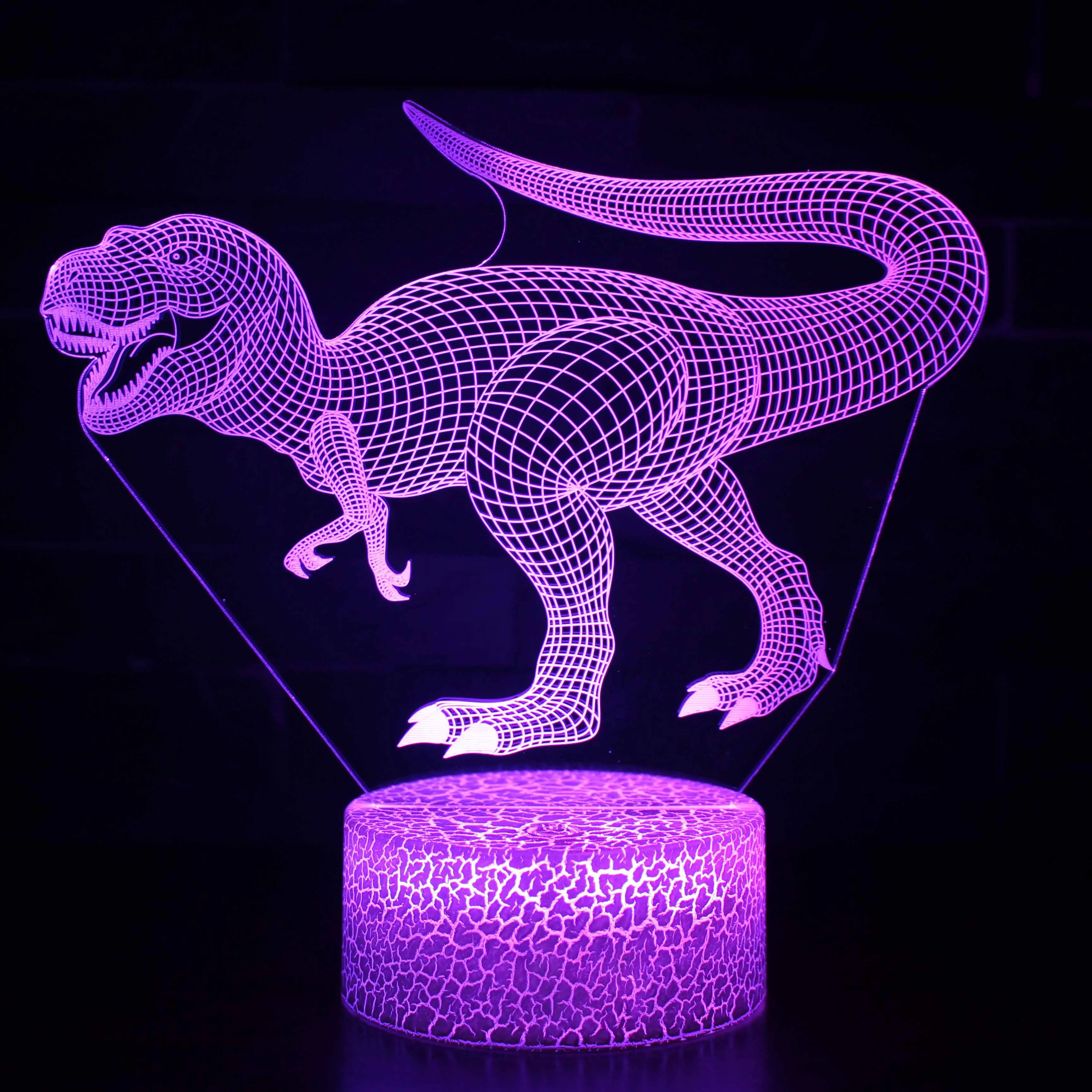 3D Cute Dinosaur Night Light Kids LED Dino Lamp Lovely USB Acrylic Glasses Table - £6.21 GBP+