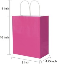 100 Pcs PINK 8x4.75x10 Medium Gift Bags with Handles, Birthday Gift Bags - £28.98 GBP