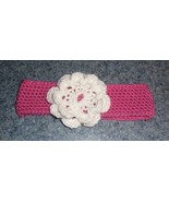 Handmade Crocheted Pink White Flower Design Dog Collar LARGE Pembroke Corgi - £9.76 GBP