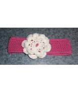 Handmade Crocheted Pink White Flower Design Dog Collar LARGE Pembroke Corgi - $12.99