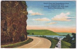 Postcard Girty&#39;s Face Susquehanna River Liverpool Amity Hall Harrisburg PA - £3.09 GBP