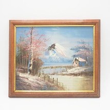 Peinture Acrylique Originale Paysage De Montagne En Forêt Avec Cottage Encadrée - £67.71 GBP