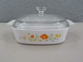 Vintage Corning Ware A-1-B Wildflower 1 Liter Casserole Dish Pyrex Lid A-7-C Guc - £11.84 GBP