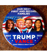 2.25&quot; BUTTON Donald &amp; Melania Trump JD &amp; Usha Vance Pin Pinback Badge Pr... - $6.82 CAD