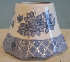 Home Interiors  Candle Topper Shade Blue Flowers  COUNTRY LARGE - £14.34 GBP