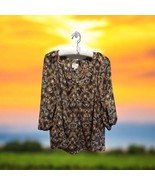 FIG AND FLOWER Womens Size 2X Brown Blue Boho Short Sleeve Floral Tunic ... - €19,48 EUR