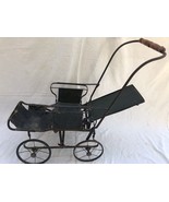 Vintage Victorian Small Baby Doll Carriage ORIGINAL LEATHER and RUBBER W... - £355.05 GBP