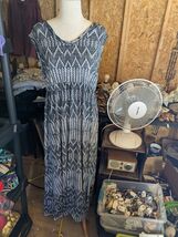 Faded Glory Women's XL Black Geometric Sheath Maxi Dress Sleeveless Roun... - $18.41