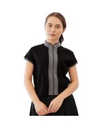 Embroidered Black &amp; Silver Vintage Mandurian Collar Top Size M - $706.16 MXN