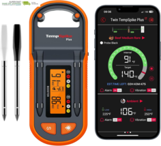 Thermopro Tempspike plus 600Ft Wireless Meat Thermometer with 2 Color-Co... - $211.22