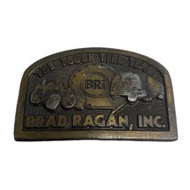 Vintage Brad Ragan Inc The Tough Tire Team Construction Brass Belt Buckle - £6.86 GBP