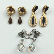 3 Pairs Of Clip On Earrings Dangle LOT Of 3 Vintage  - $12.19