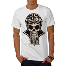 Wellcoda Biker Skull Mens T-shirt, Outlaw Race Graphic Design Printed Tee - £14.83 GBP+