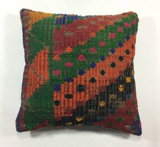 16x16 Kilim Pillow, Turkish Oushak Cushion Aztec Ethnic Throw Boho Tribal A25 - $12.16