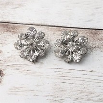Vintage Clip On Earrings - Clear Gem Snowflake? Flower? - £11.15 GBP