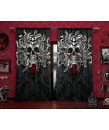 Goth Medusa Skull Curtains, White Snakes, Gothic Home Decor, Window Drap... - £130.70 GBP+