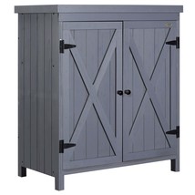 Grey Outdoor Garden Storage Cabinet Shed - Shelves, Galvanized Top - $210.99