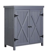 Grey Outdoor Garden Storage Cabinet Shed - Shelves, Galvanized Top - €179,85 EUR