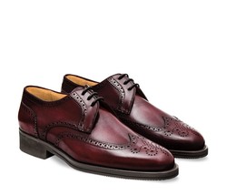 New Darby Handmade Leather Wine Burgundy color Wing Tip Brogue Shoe For Men&#39;s - £126.63 GBP