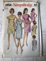 Vintage Pattern Dress 1966 Simplicity 6954 Size 12 Uncut Darted Sheath Dress - $15.04