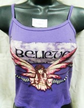 Believe Fairy in Split Formation Hand Dyed Purple Spaghetti Strap Shirt ... - £13.29 GBP