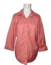 Chicos No Iron Shirt Size 0 Small Womens Coral Partial Hidden Buttons Co... - $21.77