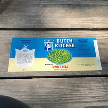 Vintage Dutch Kitchen Soup Can Label Unused 9/1968 Medium Size Sweet Peas - $5.90