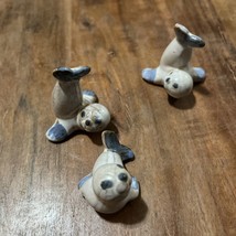 Set Of 3 Vintage Alaskan Clay Miniature Baby Seal Brown White Blue 2” - $18.70