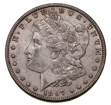 1897-O S$1 Silver Morgan Dollar in AU Condition, Very Nice Luster - £133.93 GBP