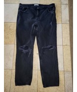 Abercrombie &amp; Fitch 90s Straight Ultra High Rise Black Distressed Jeans ... - $37.12 CAD
