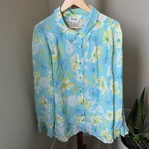 Bob Mackie Womens Plus Size 3X 100% Silk Button Down Top Shirt Sequin Floral L/S - £38.78 GBP